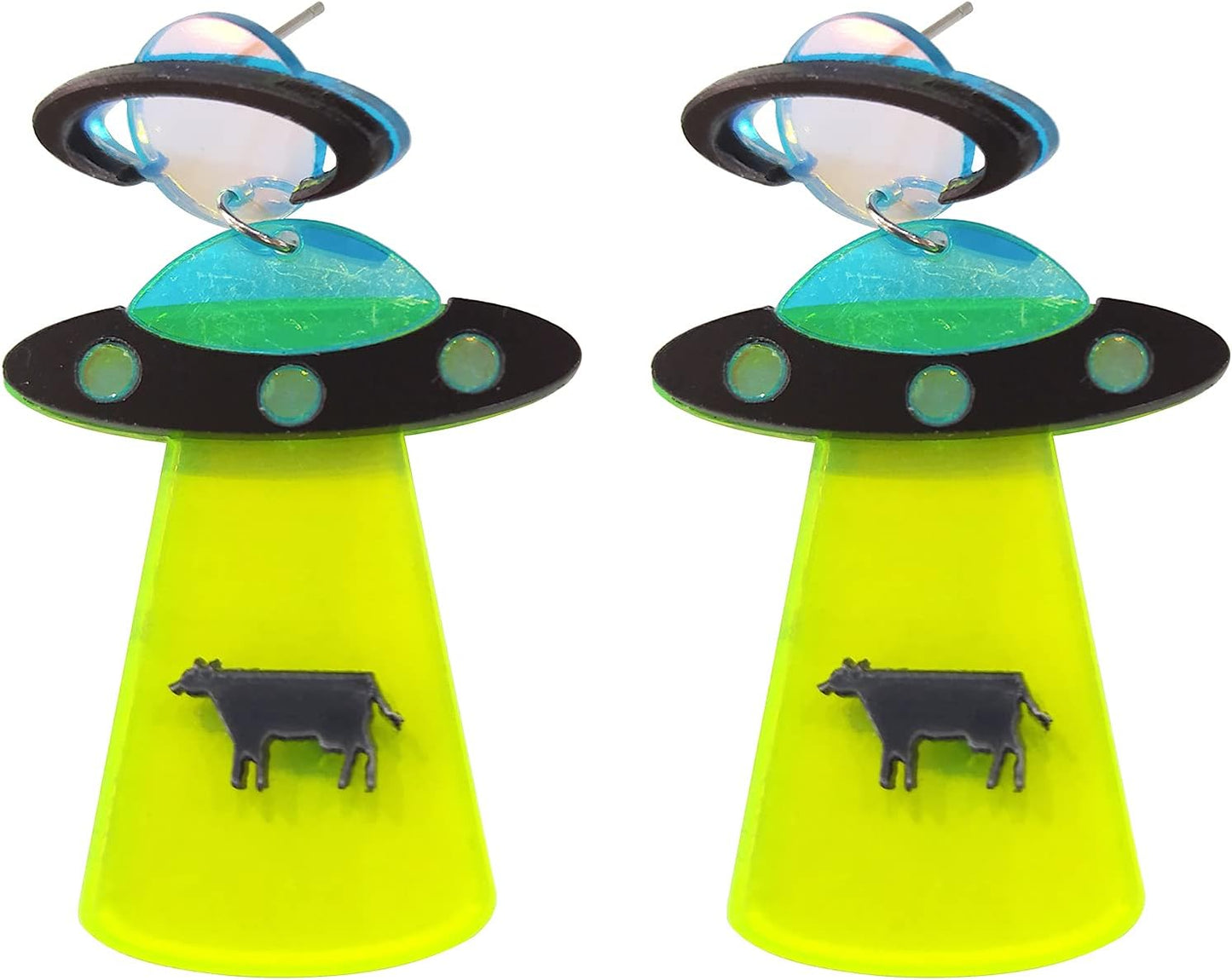 Women's Weird Earrings, Cute UFO Dangle Earrings, 2.5 in Length, Nickel Free - Image 2