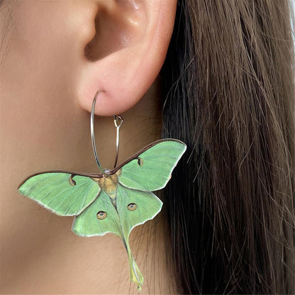 Butterfly Earrings for Women Unique Punk Insect Moth Drop Earrings Colorful Lightweight Acrylic Moth Wing Earrings Statement Earrings Party Jewelry - Image 2