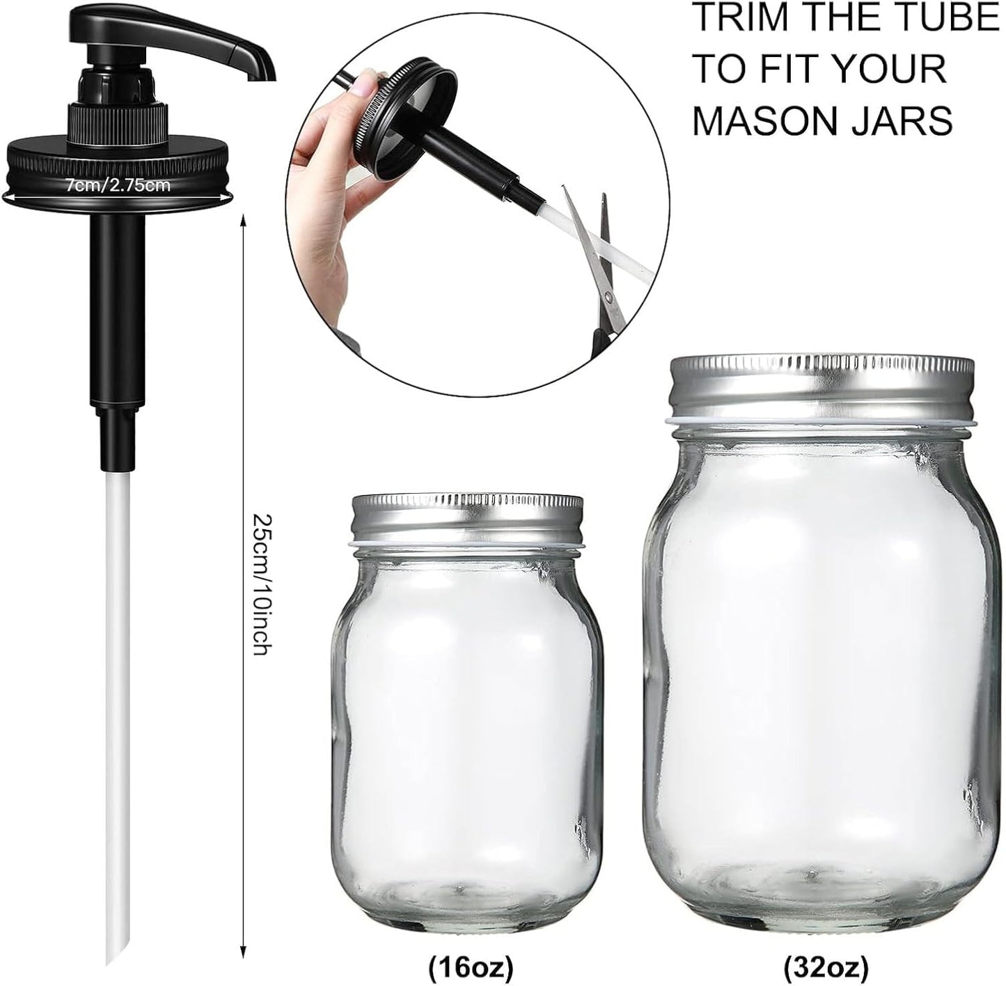 4 Pack Mason Canning Jar Syrup Dispenser Coffee Syrup Dispenser Pump Lids Set with Labels and Pen Honey Pump for 16 oz Regular Mouth Mason Canning Jars - Image 2