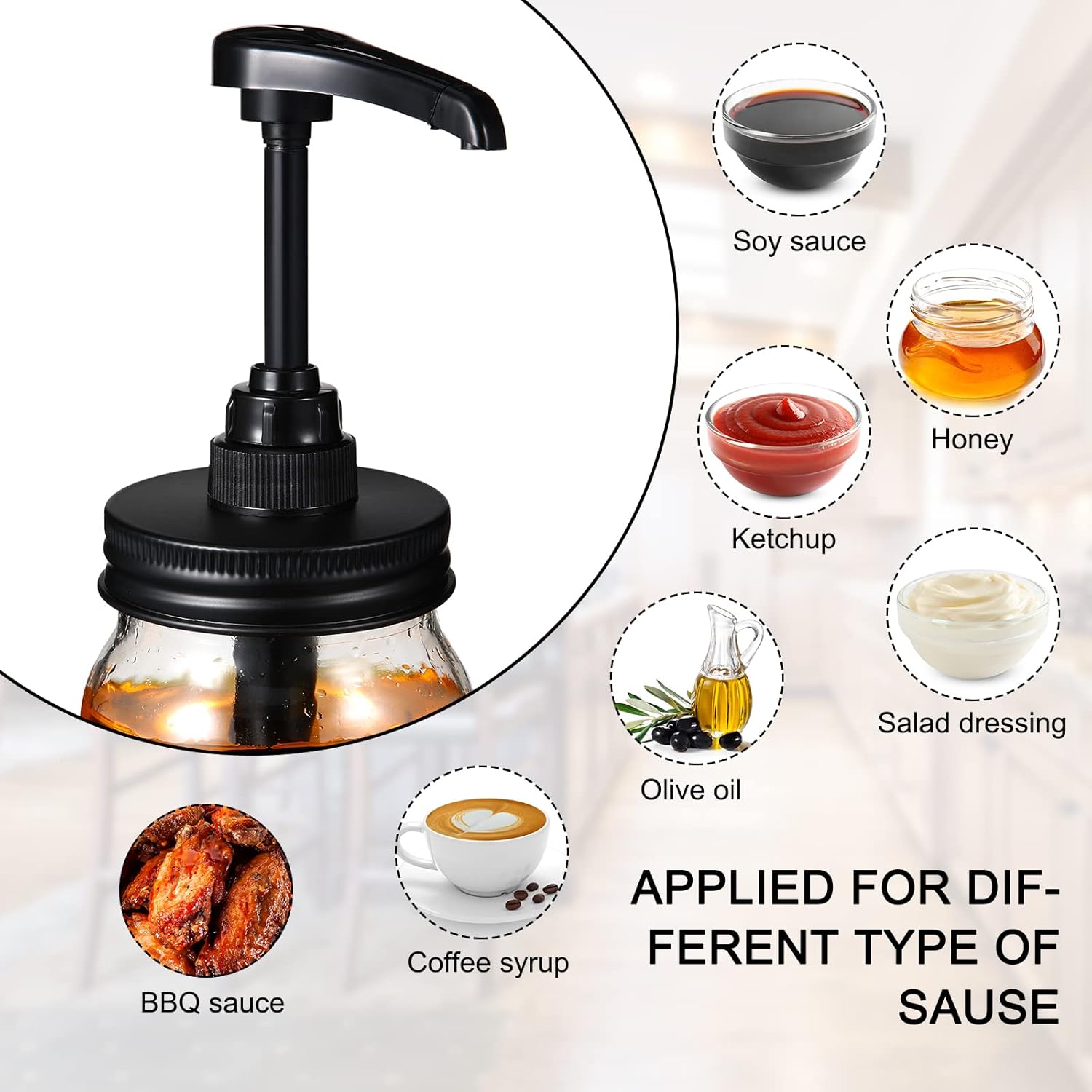 4 Pack Mason Canning Jar Syrup Dispenser Coffee Syrup Dispenser Pump Lids Set with Labels and Pen Honey Pump for 16 oz Regular Mouth Mason Canning Jars - Image 3