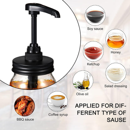 4 Pack Mason Canning Jar Syrup Dispenser Coffee Syrup Dispenser Pump Lids Set with Labels and Pen Honey Pump for 16 oz Regular Mouth Mason Canning Jars - Image 3