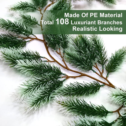 6 Ft Snow Flocked Norfolk Pine Cedar Realistic Pine Artificial Greenery Garlands for Decoration Xmas Mantle Fireplace Table Winter Decor - Image 2