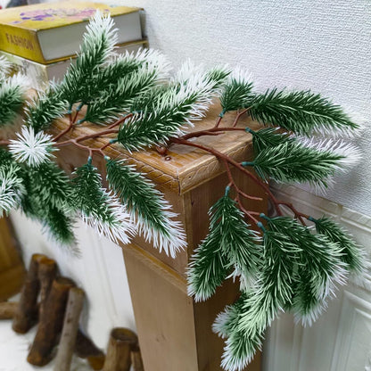 6 Ft Snow Flocked Norfolk Pine Cedar Realistic Pine Artificial Greenery Garlands for Decoration Xmas Mantle Fireplace Table Winter Decor - Image 4