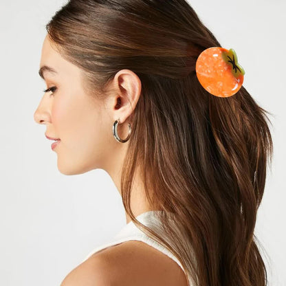 3 PCS Orange Persimmon Hair Clip Fruit Claw Clips Acetate Claw Clip Orange Shape Cellulose Acetate Hair Clips Small Hairpin Cute Fruit Hair Claws Funny Persimmon Hair Clip for Women Girls - Image 4