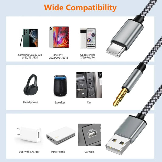 USB C to 3.5mm Aux Audio Cable with Charging, 2 in 1 USB C to 3.5mm Car Stereo Headset Audio Cable with PD 18W Charging Compatible with iPhone 16/15, Samsung Galaxy S25/S24/S23/S22+, Google Pixel 8 7 - Image 2