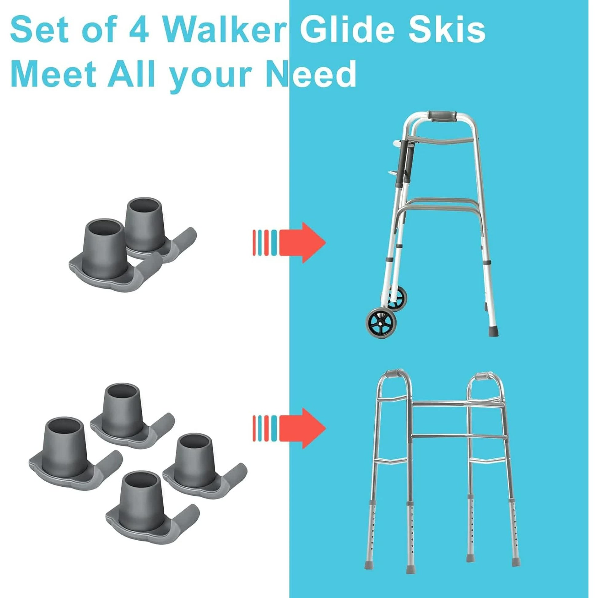 4 Pack Walker Skis Glides, Universal Walker Accessories for Seniors Mobility Aid Accessory - Image 3