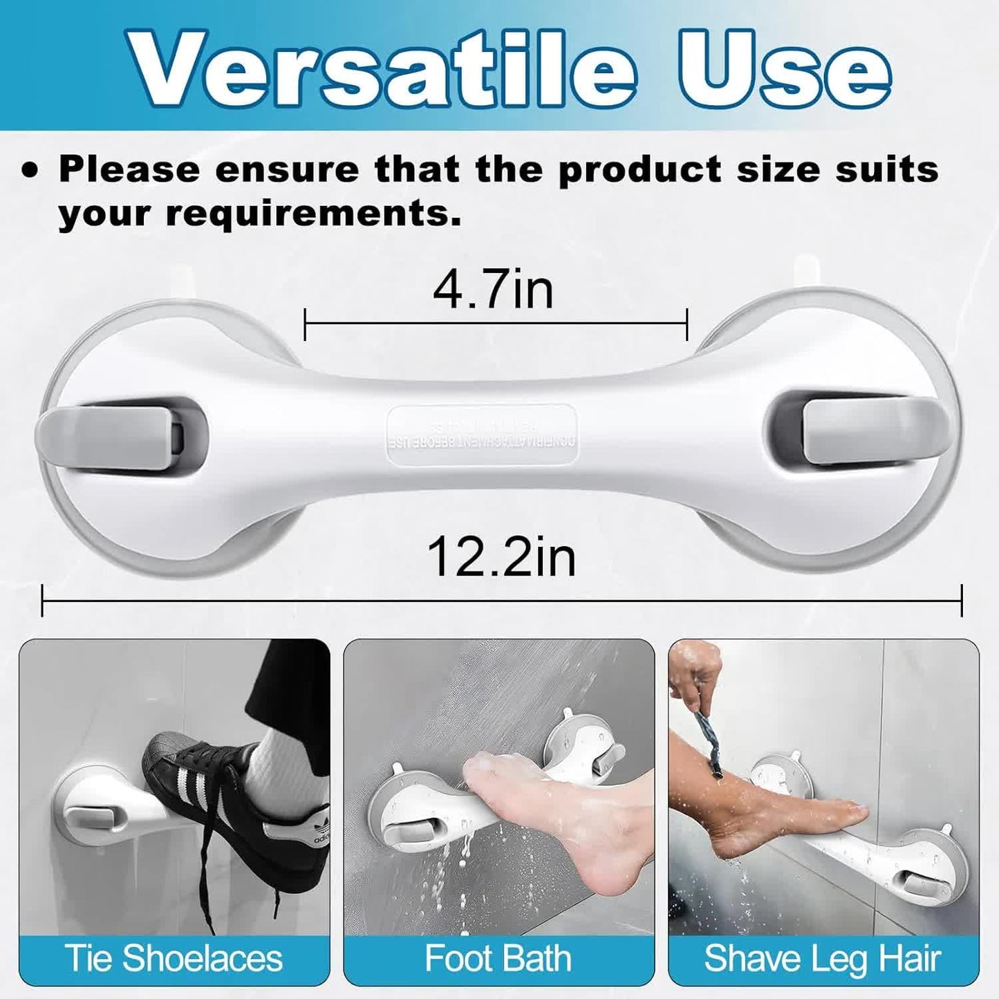 Shower Foot Rest for Wall, 12 Inches Shower Pedicure Foot Stool for Shaving Legs Bathroom Stool with Powerful Suction Cups Foot Stand for Inside Shower Suitable for Small Shower Spaces - Image 2
