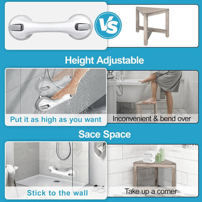Shower Foot Rest for Wall, 12 Inches Shower Pedicure Foot Stool for Shaving Legs Bathroom Stool with Powerful Suction Cups Foot Stand for Inside Shower Suitable for Small Shower Spaces - Image 3