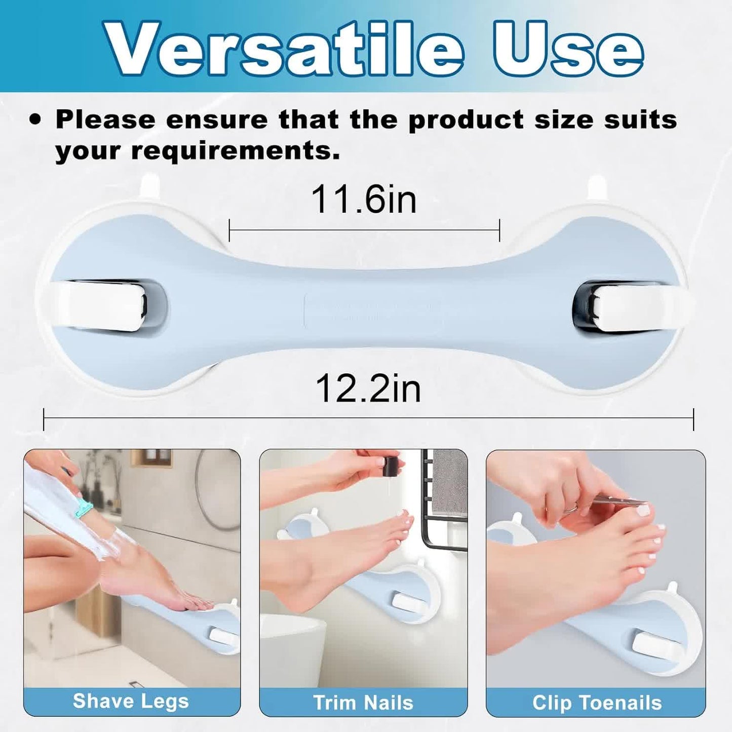Shower Foot Rest for Wall, Shower Pedicure Foot Stool for Shaving Legs Bathroom Stool with Powerful Suction Cups Foot Stand for Inside Shower Suitable for Small Shower Spaces - Image 2