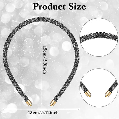 2Pcs Rhinestone Headband, Sparkly Crystal Headband for Women Girls Glitter Diamond Headbands Bling Hair Styling Accessories for Wedding Birthday Party (Black and White) - Image 2