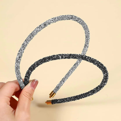 2Pcs Rhinestone Headband, Sparkly Crystal Headband for Women Girls Glitter Diamond Headbands Bling Hair Styling Accessories for Wedding Birthday Party (Black and White) - Image 3