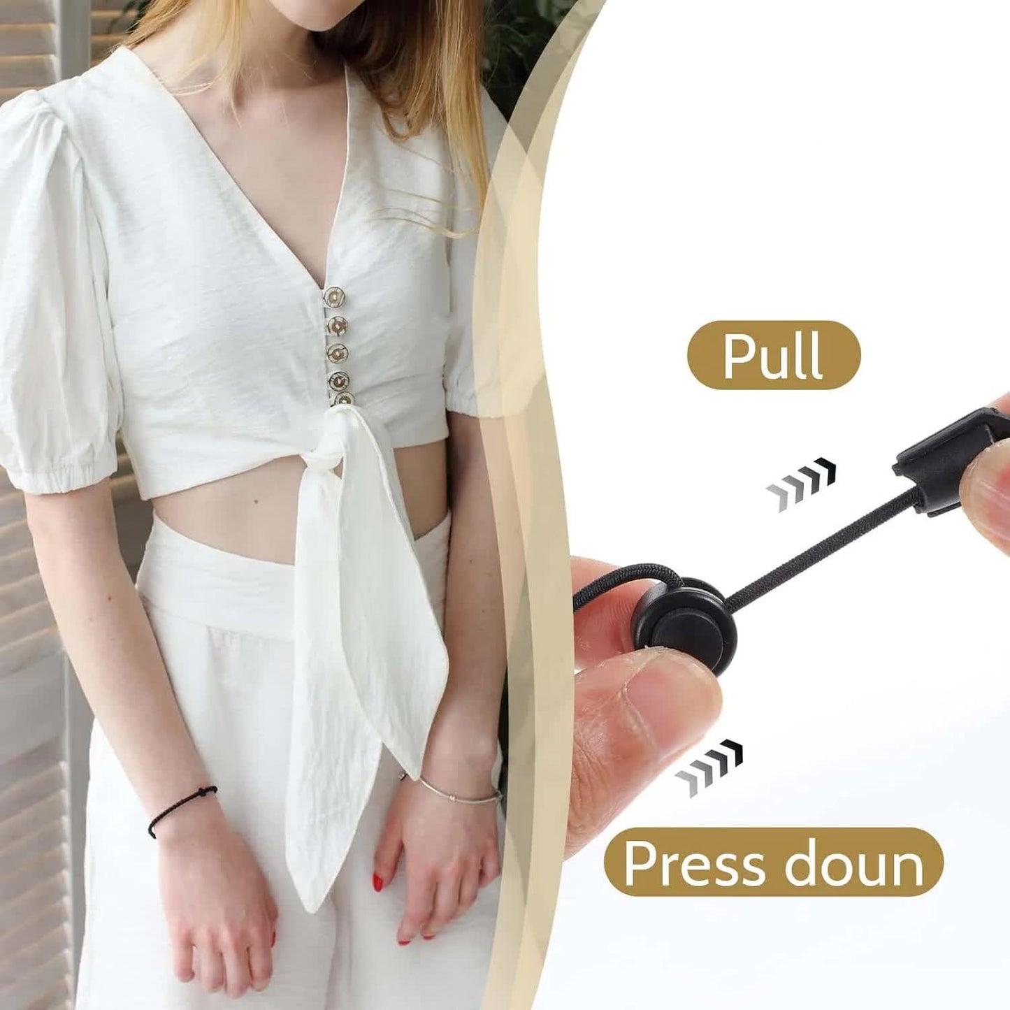 2 Pcs Tuck Band Adjustable Crop Band, Tuck Band Tool for Women Waist Shirts Sweater, Elastic Band Transform The Way You Style Your Tops Suitable for Yoga, Fitness and Other Sports (Black+White) - Image 3