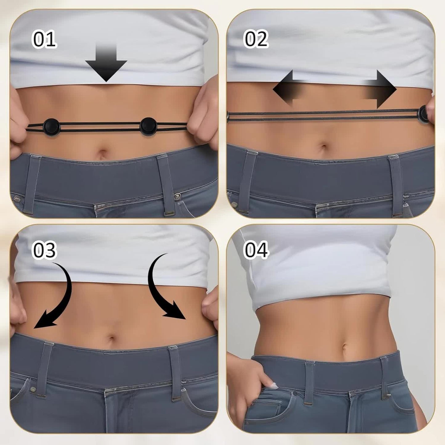 2 Pcs Tuck Band Adjustable Crop Band, Tuck Band Tool for Women Waist Shirts Sweater, Elastic Band Transform The Way You Style Your Tops Suitable for Yoga, Fitness and Other Sports (Black+White) - Image 4