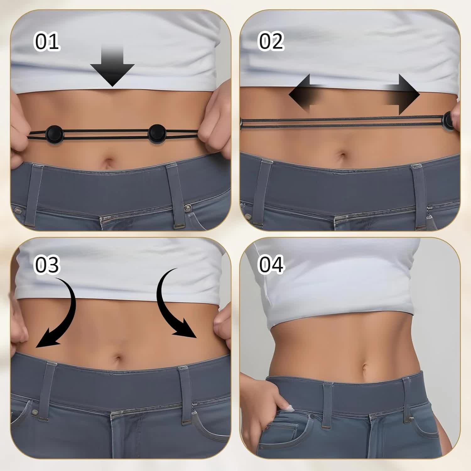 2 Pcs Tuck Band Adjustable Crop Band, Tuck Band Tool for Women Waist Shirts Sweater, Elastic Band Transform The Way You Style Your Tops Suitable for Yoga, Fitness and Other Sports (Black+White) - Image 4