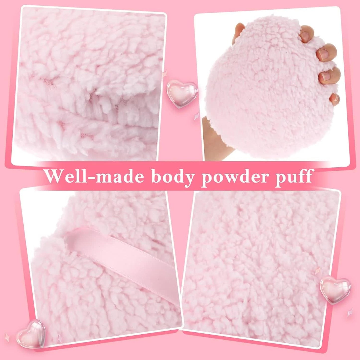 Body Powder Puff, 6 Inch Powder Puff with Storage Container Pink Soft Powder Puff for Body Powder Large Dust Puffs for Women Body Powder Applicator - Image 4