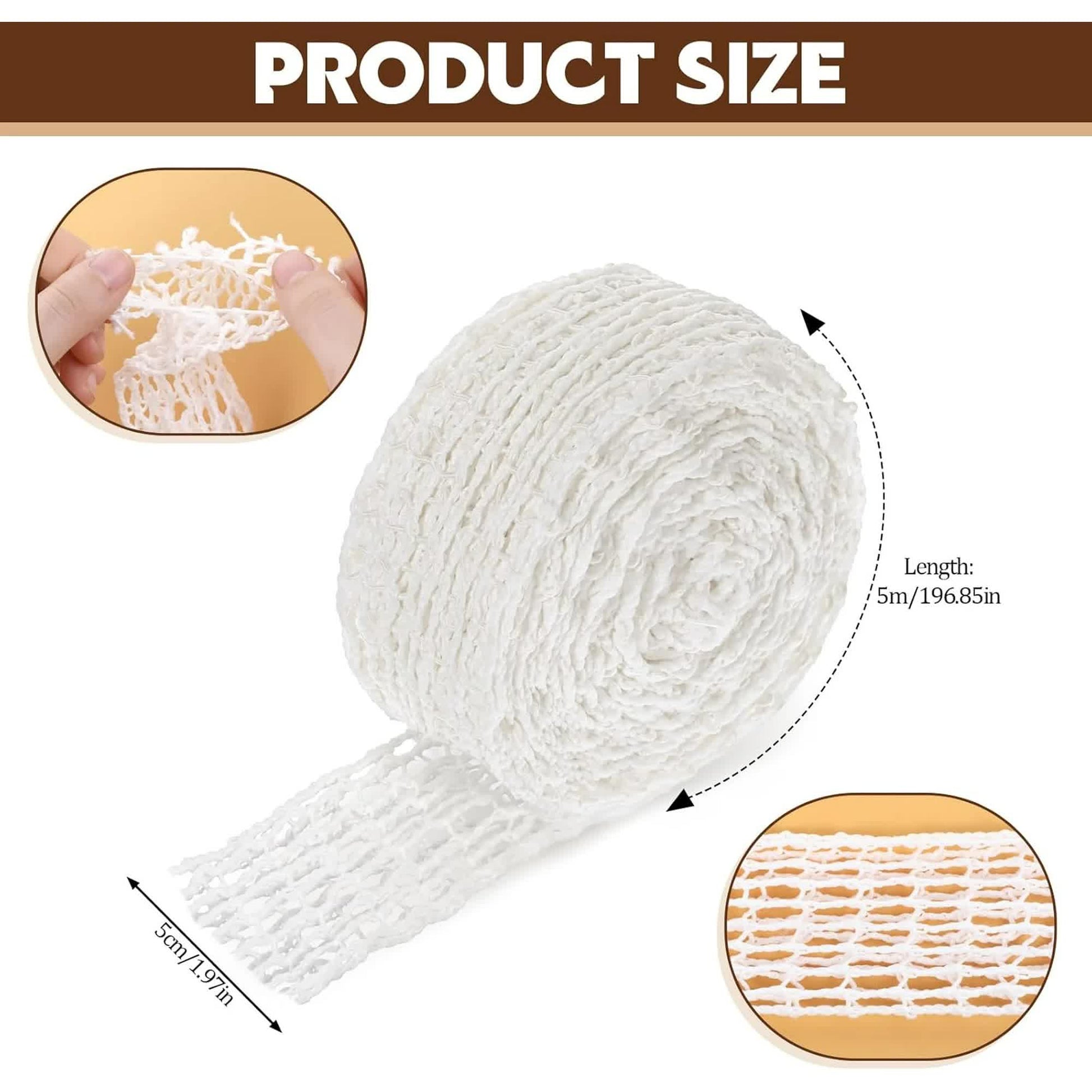 16.4ft Meat Netting Roll, Size 18, Elastic Smoked Meat Beef Poultry Ham Netting Cooking Meat Twine Net Cooked Food Mesh Bag for Meat Cooking or Drying Sausage Making - Image 2