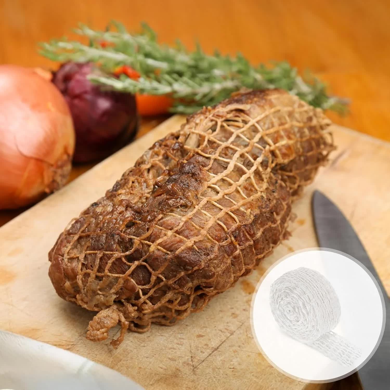 16.4ft Meat Netting Roll, Size 18, Elastic Smoked Meat Beef Poultry Ham Netting Cooking Meat Twine Net Cooked Food Mesh Bag for Meat Cooking or Drying Sausage Making - Image 4