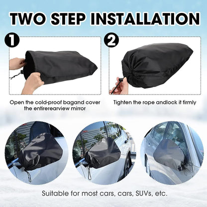 6 Pieces Waterproof Side Mirror Covers Auto Rearview Protection Cover Exterior Rear View Accessories Car Mirror Accessories with Drawstrings for Car Vehicle Winter - Image 3
