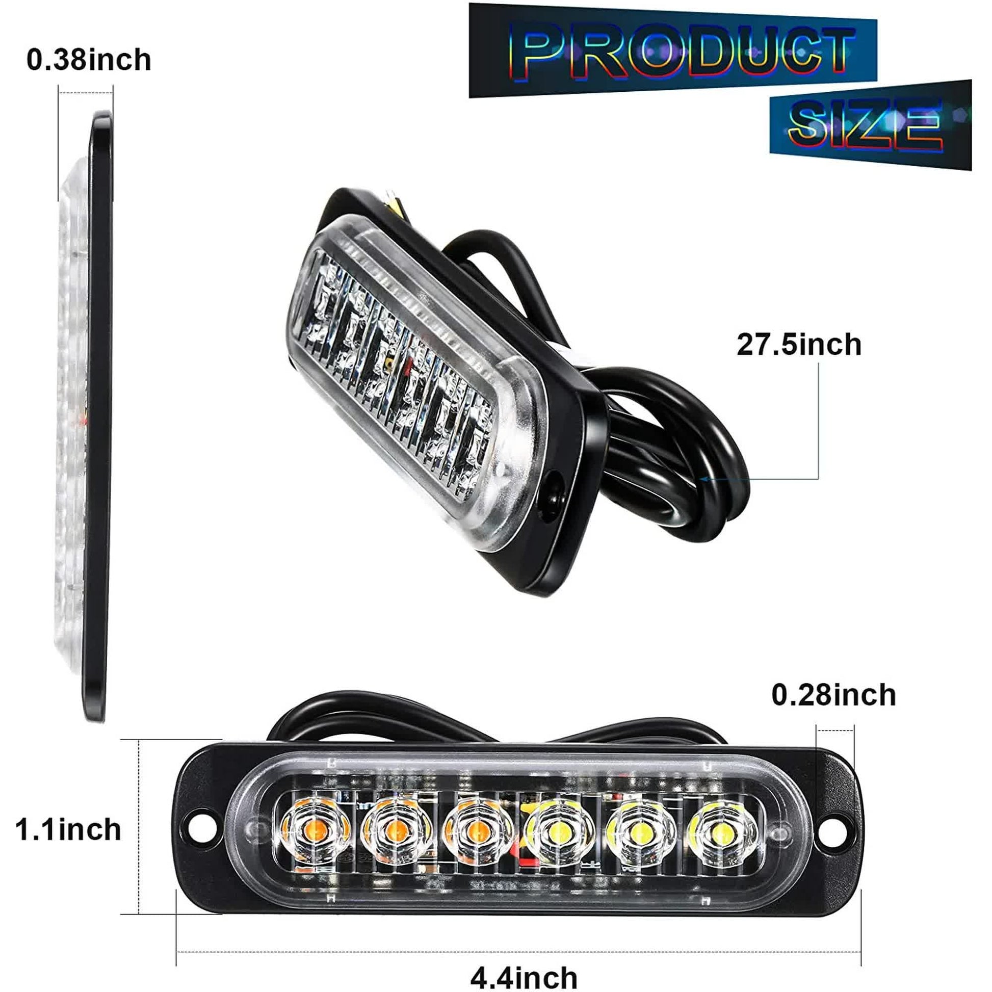LED Amber Strobe Lights Vehicle Emergency Strobe Lights for Trucks LED Flashing Car Lights Windshield Lights Bars Hazard Shiny Mount Lights with Pads Screws for off Road Car(4 Pieces) - Image 2
