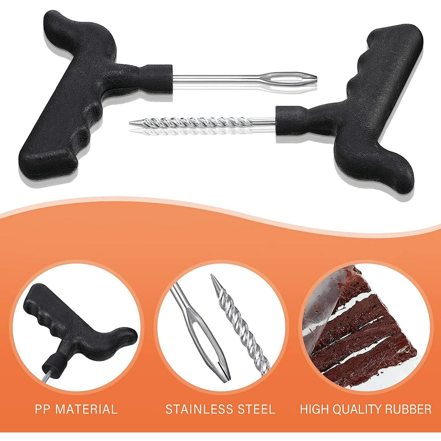 32 Pieces Tire Repair Kit with Plug Tire Plug Kit Tire Plug Repair Kit T Handle Tire Repair Tools to Fix Punctures and Plug Flats for Truck, Rv, SUV, ATV, Motorcycle, Car, Tractor, Trailer - Image 3