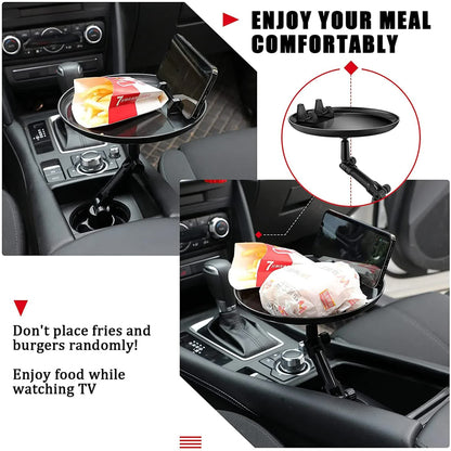 Car Cup Holder Tray for Adults Car Tray Table for Eating with Cell Phone Slot Lap for Universal Adjustable Cup Holder 360 Swivel Fits Vehicle, Boats, Golf Cart - Image 4