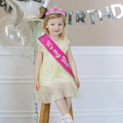 Hot Pink Birthday Headband & Crown - Happy Birthday Princess Tiara for Women & Girls - Party Decorations - Image 4