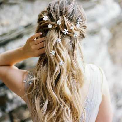 Mini Rhinestone Hair Pins - 20Pcs Cute Small Decorative Wedding & Bridal Barrettes With Flowers for Girls & Women (4 Flower Patterns) - Image 4