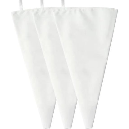 3 Pack Reusable Piping Bags, 18 Inch Cloth Pastry Bags Cake Decorating Bags Icing Piping Bag Hangable Frosting Piping Bags(White)