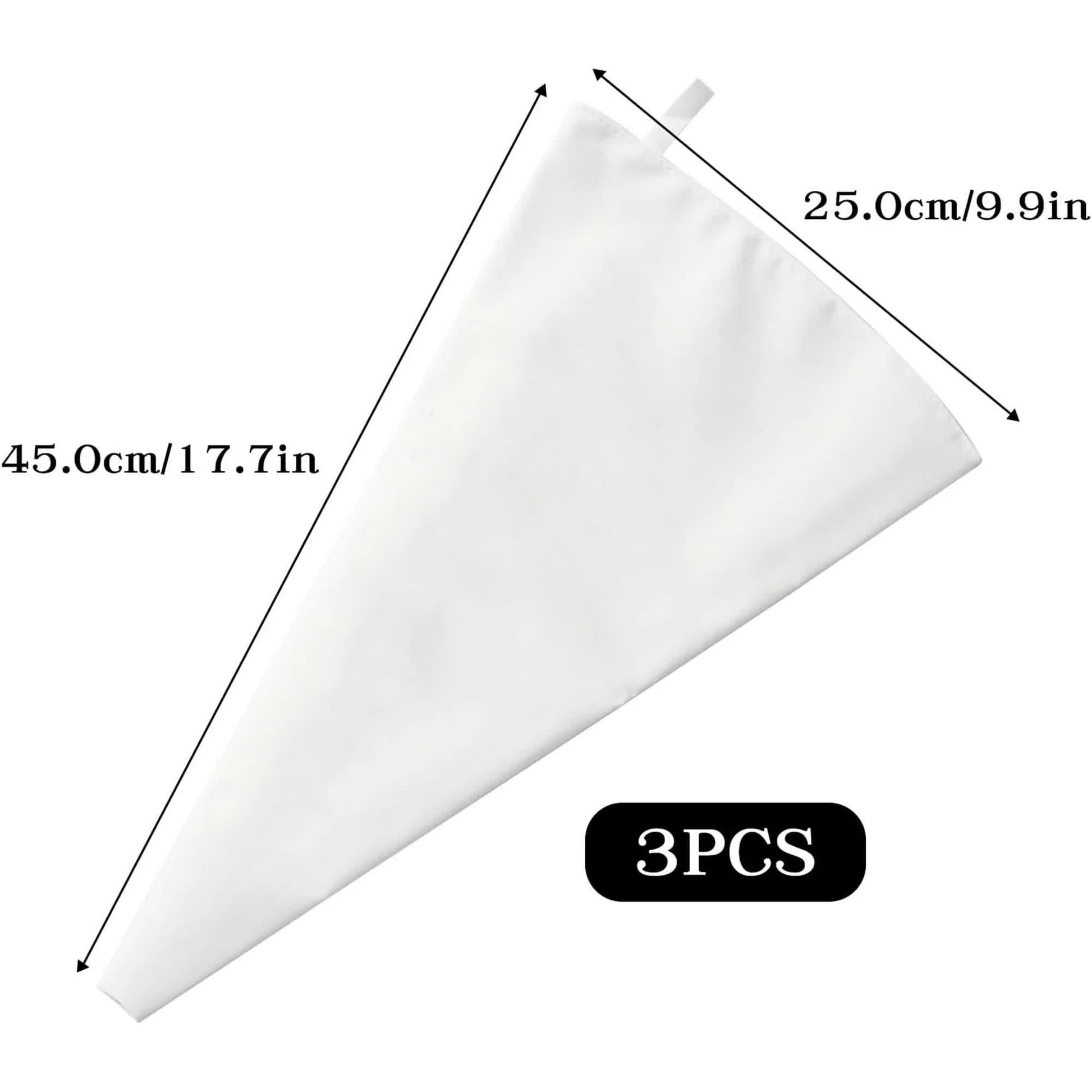 3 Pack Reusable Piping Bags, 18 Inch Cloth Pastry Bags Cake Decorating Bags Icing Piping Bag Hangable Frosting Piping Bags(White) - Image 2