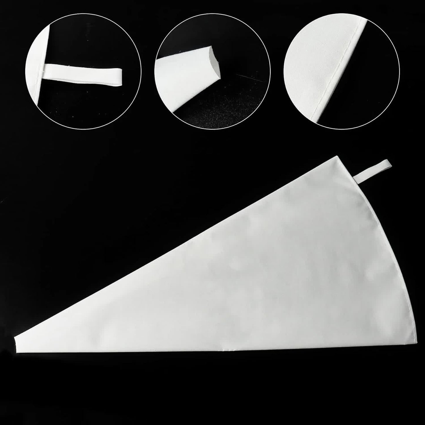 3 Pack Reusable Piping Bags, 18 Inch Cloth Pastry Bags Cake Decorating Bags Icing Piping Bag Hangable Frosting Piping Bags(White) - Image 3
