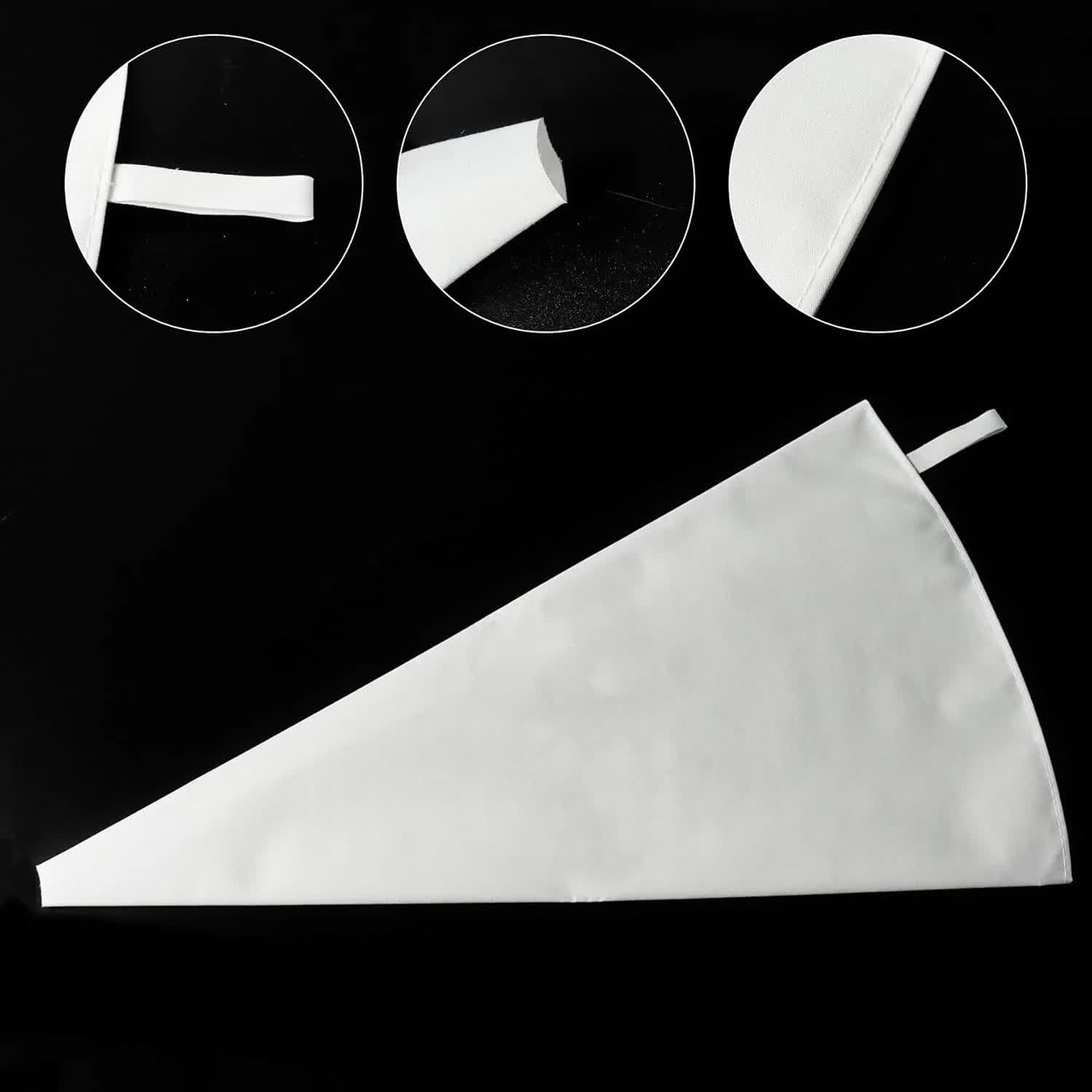3 Pack Reusable Piping Bags, 18 Inch Cloth Pastry Bags Cake Decorating Bags Icing Piping Bag Hangable Frosting Piping Bags(White) - Image 3