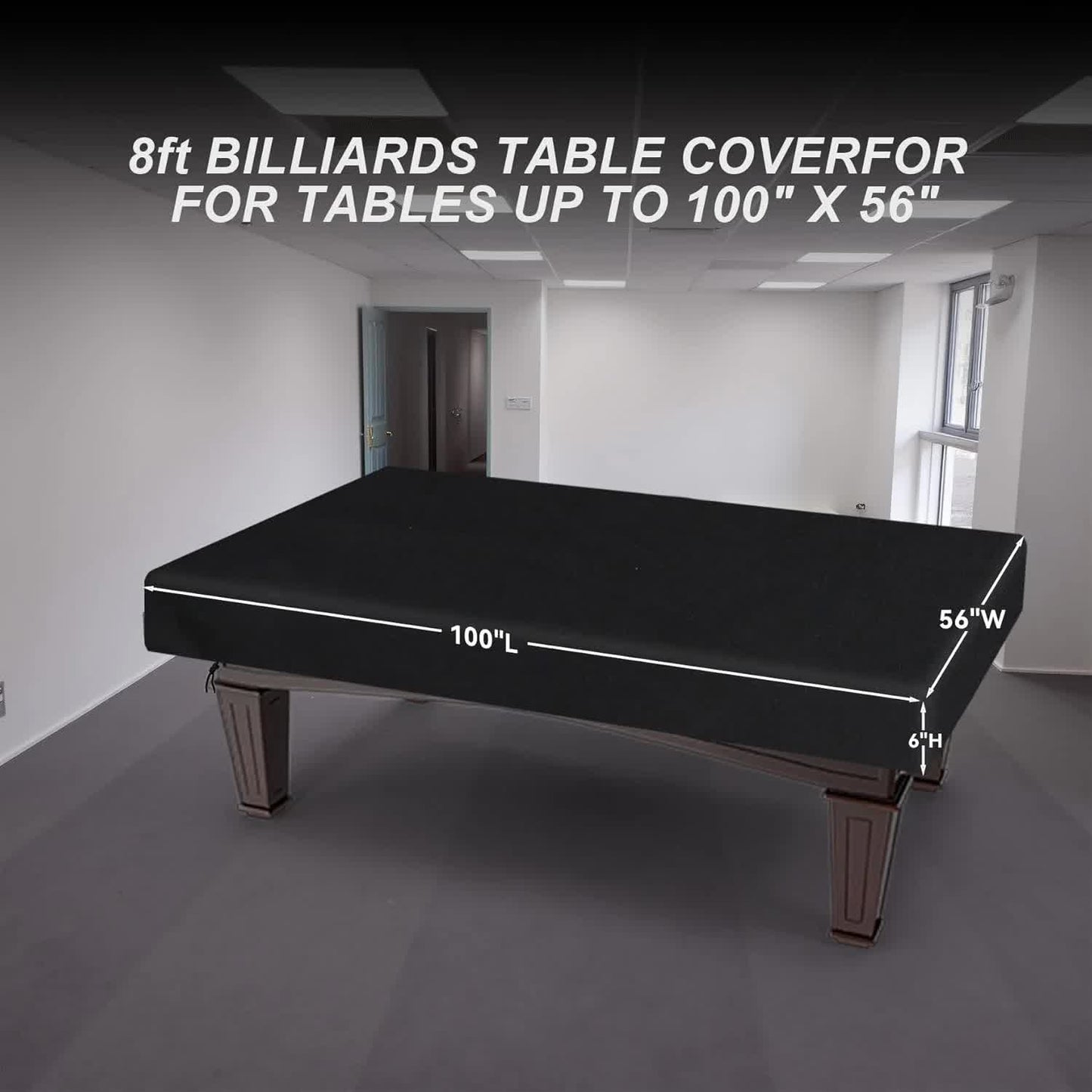 8 Feet Pool Table Cover, Waterproof & Dustproof 420D Oxford Cloth Billiard Pool Table Cover for Pool Table 8FT Fitted(Black) - Image 2