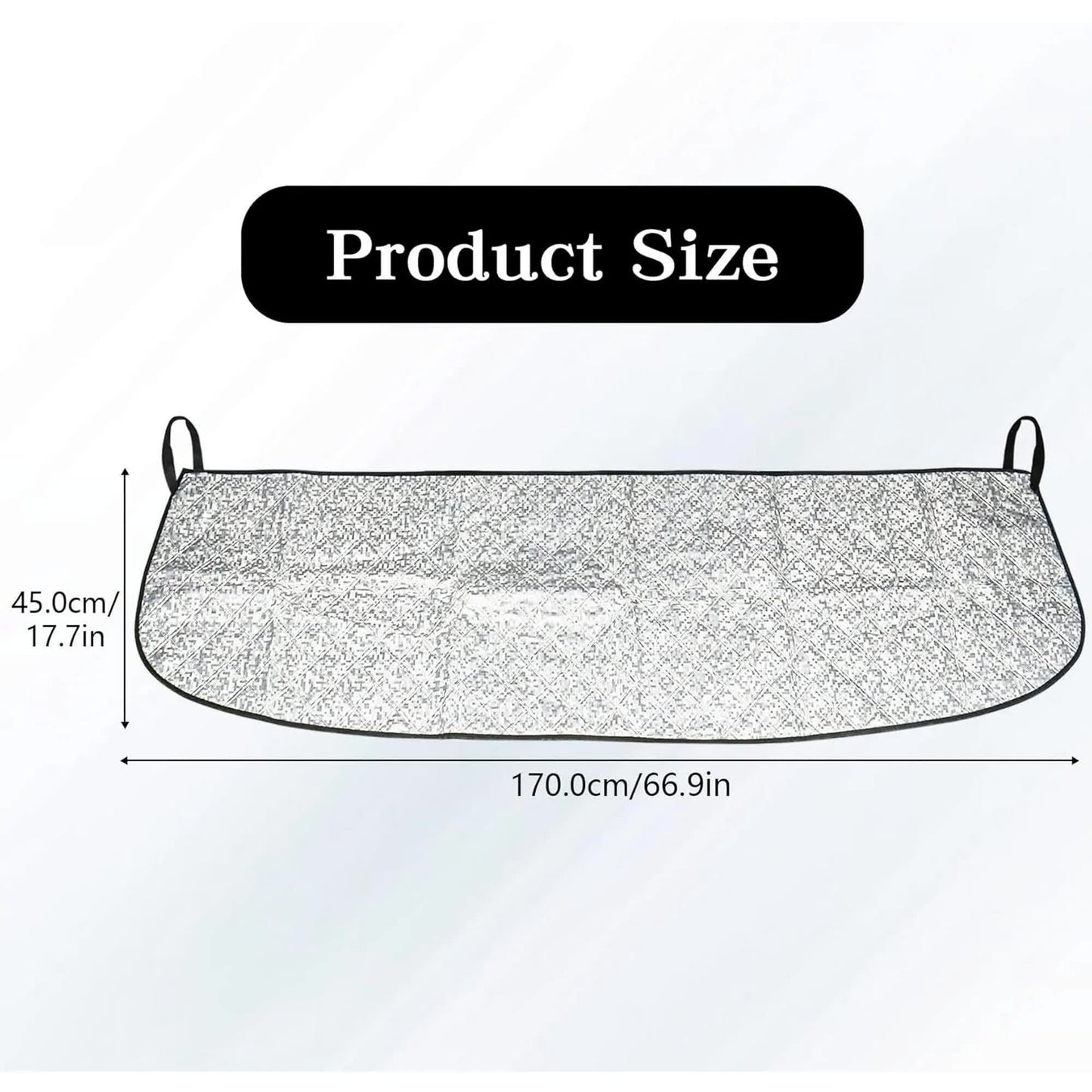 Car Front Windshield Cover Shade, 66.9"×17.7" Windshield Snow Cover for Fallen Leaf Dust and Snow, Universal Windshield Protector for All Seasons(Silver) - Image 2