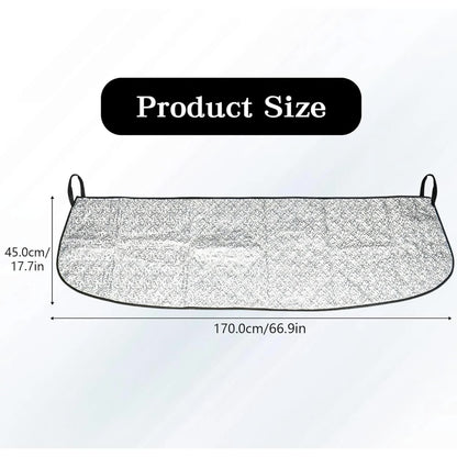 Car Front Windshield Cover Shade, 66.9"×17.7" Windshield Snow Cover for Fallen Leaf Dust and Snow, Universal Windshield Protector for All Seasons(Silver) - Image 2