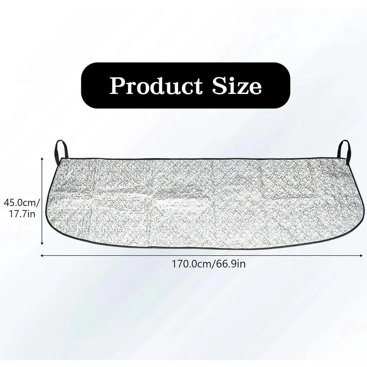Car Front Windshield Cover Shade, 66.9"×17.7" Windshield Snow Cover for Fallen Leaf Dust and Snow, Universal Windshield Protector for All Seasons(Silver) - Image 2