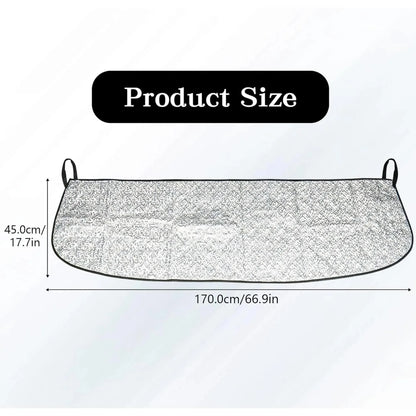 Car Front Windshield Cover Shade, 66.9"×17.7" Windshield Snow Cover for Fallen Leaf Dust and Snow, Universal Windshield Protector for All Seasons(Silver) - Image 2