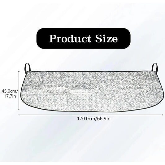 Car Front Windshield Cover Shade, 66.9"×17.7" Windshield Snow Cover for Fallen Leaf Dust and Snow, Universal Windshield Protector for All Seasons(Silver) - Image 2