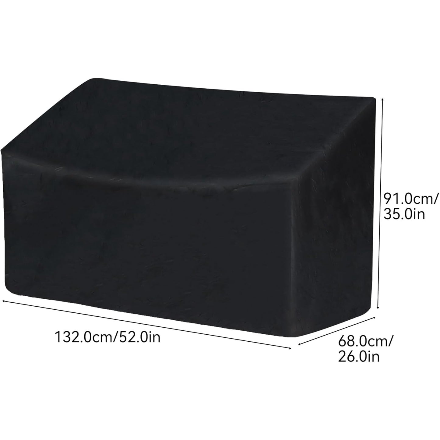 Outdoor Bench Cover, 52" W x 26" D x 35" H 2-Seater Patio Bench Cover Waterproof, 210D Heavy Duty Outdoor Furniture Cover for Garden Patio Loveseat, Bench(Black) - Image 2