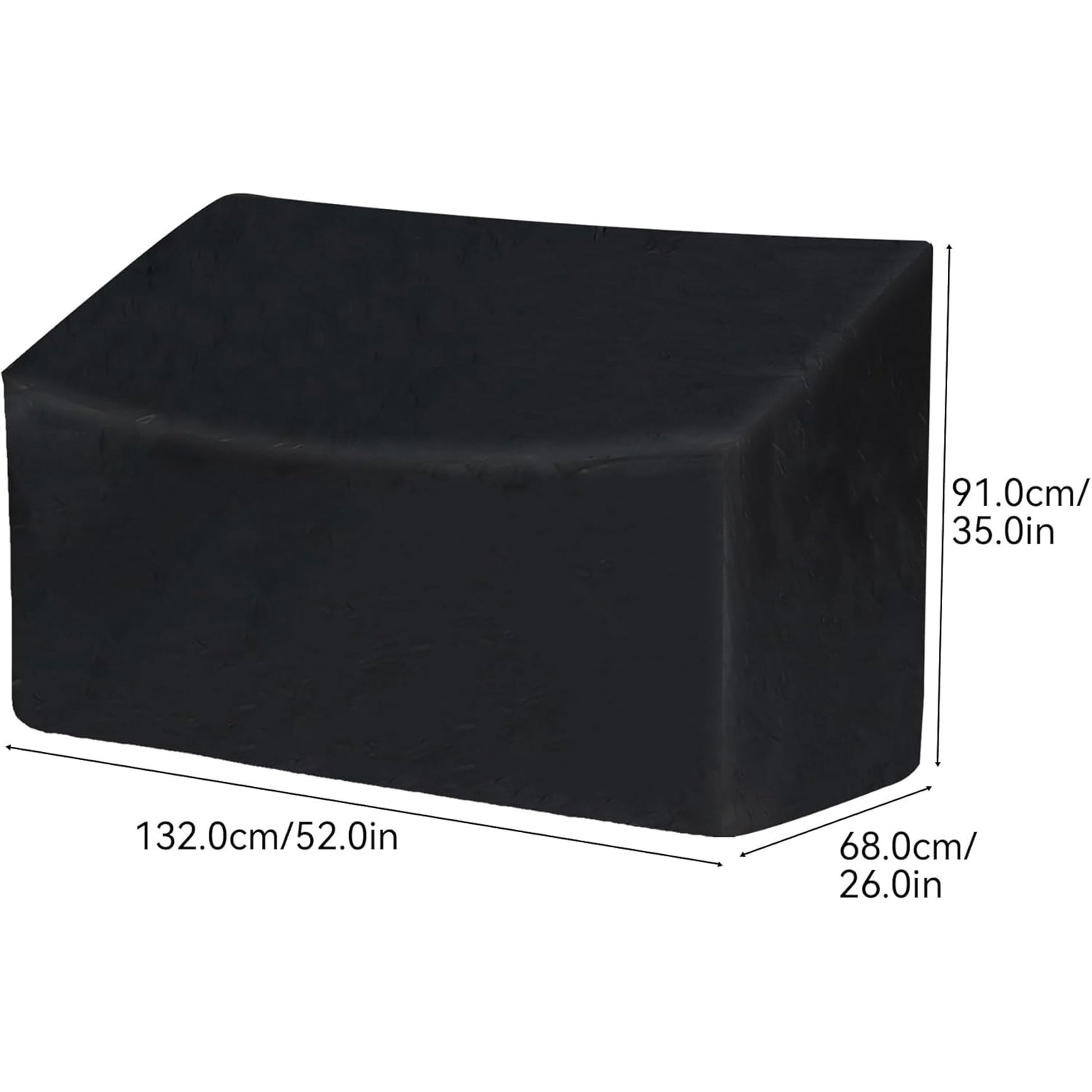 Outdoor Bench Cover, 52" W x 26" D x 35" H 2-Seater Patio Bench Cover Waterproof, 210D Heavy Duty Outdoor Furniture Cover for Garden Patio Loveseat, Bench(Black) - Image 2