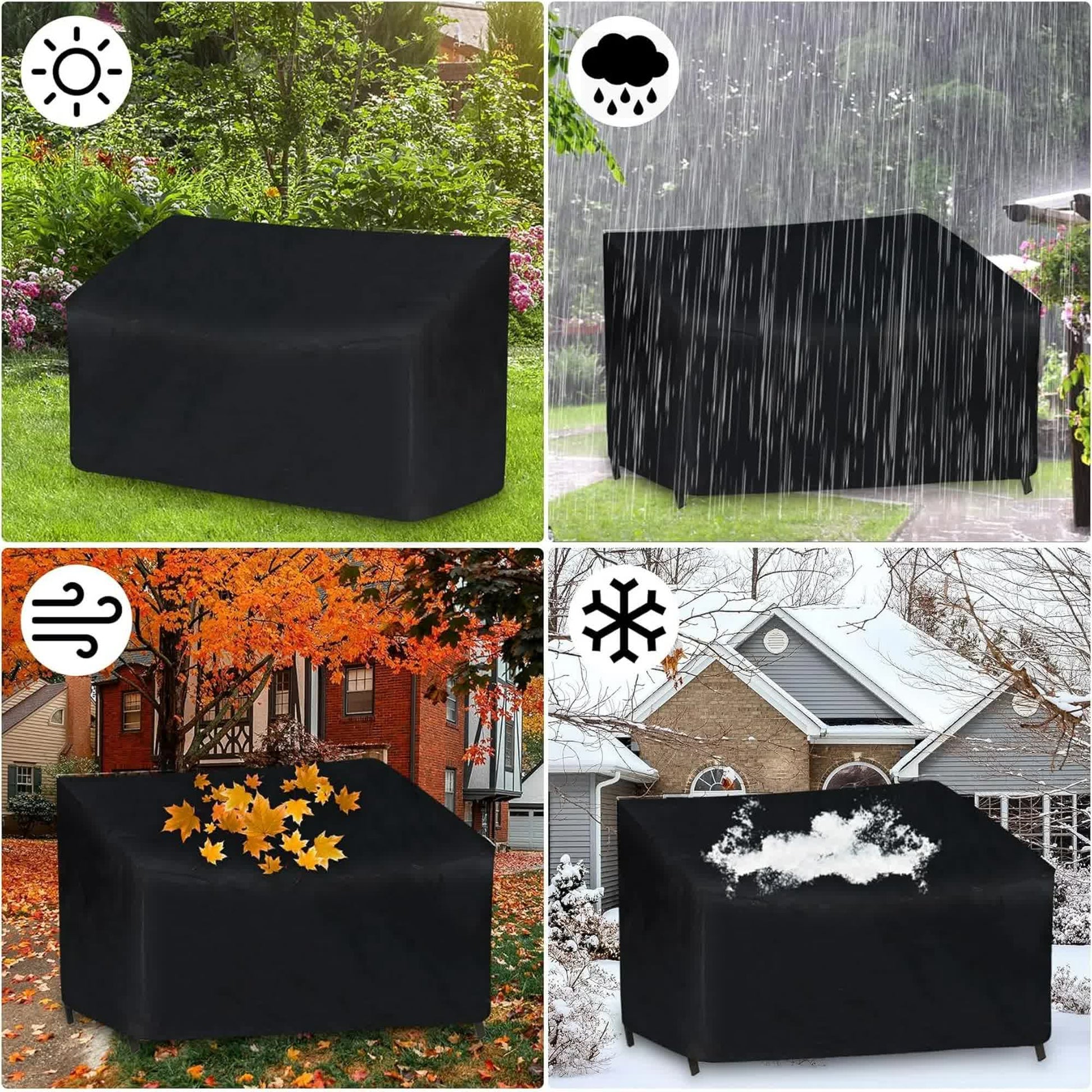 Outdoor Bench Cover, 52" W x 26" D x 35" H 2-Seater Patio Bench Cover Waterproof, 210D Heavy Duty Outdoor Furniture Cover for Garden Patio Loveseat, Bench(Black) - Image 3