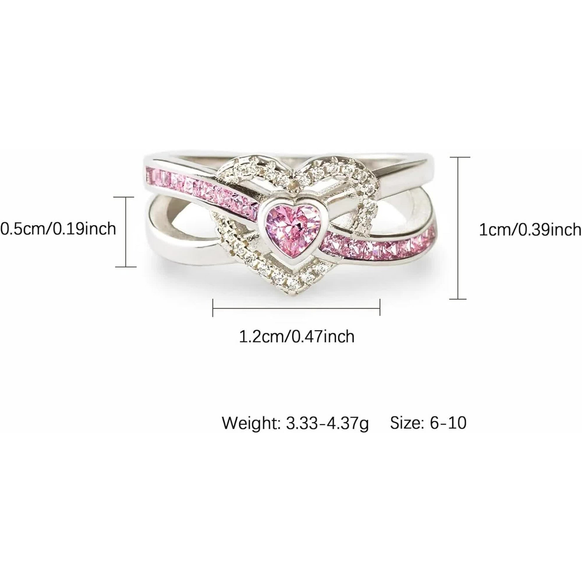Dainty Infinity Heart Promise Ring for Women 925 Sterling Silver Pink Love CZ Birthstone Cute Ring for Wife Eternity Wedding Engagement Band Rings Jewelry Birthday Gift to Daughter Mother - Image 2