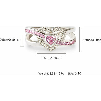 Dainty Infinity Heart Promise Ring for Women 925 Sterling Silver Pink Love CZ Birthstone Cute Ring for Wife Eternity Wedding Engagement Band Rings Jewelry Birthday Gift to Daughter Mother - Image 2