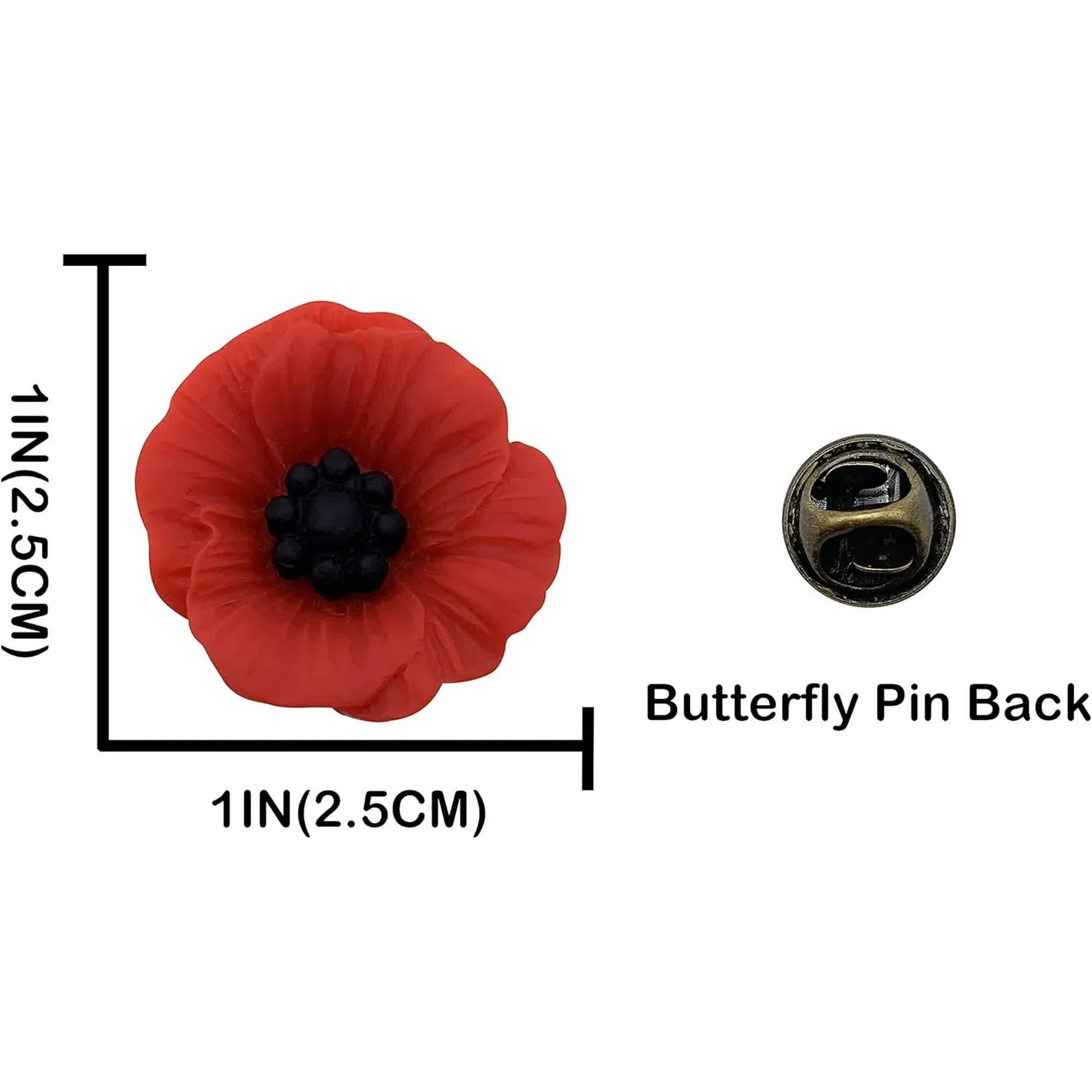 Poppy Brooch Veretrans Gifts Lest We Forget Resin Poppy Lapel Flower Pin for Women Flowers Broaches(4 PCS) - Image 2
