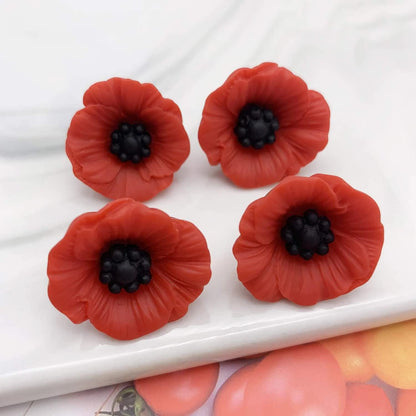 Poppy Brooch Veretrans Gifts Lest We Forget Resin Poppy Lapel Flower Pin for Women Flowers Broaches(4 PCS) - Image 3