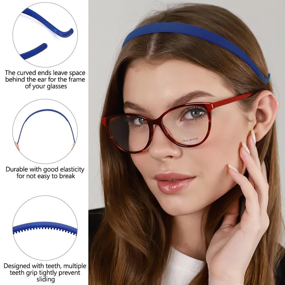 Headbands for Glasses Wearers 10Pcs, Sunglasses Headband for Women Girls, No Headache Headband Flex, Comfortable Headbands Non-slip, Square Headband, Matte Plastic Headbands No Pressure - Image 3