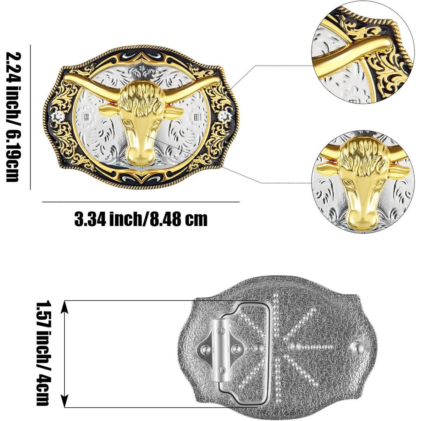 2 Pieces Longhorn Bull Eagle Letter J Belt Buckle Cowboy Belt Buckle Western Rodeo Bull Buckle for Men - Image 2