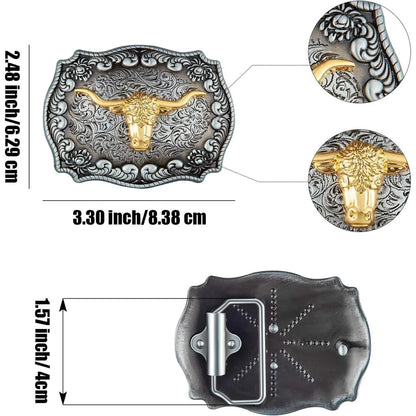 2 Pieces Longhorn Bull Eagle Letter J Belt Buckle Cowboy Belt Buckle Western Rodeo Bull Buckle for Men - Image 3