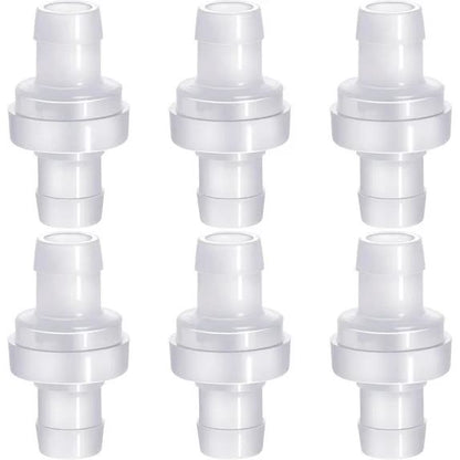 6 Pack One Way Check Valves, 1/2" (12mm) Hose Barb Non Return Ozone Resistance Plastic Valve Pump for Fuel Oil Water Air Gas