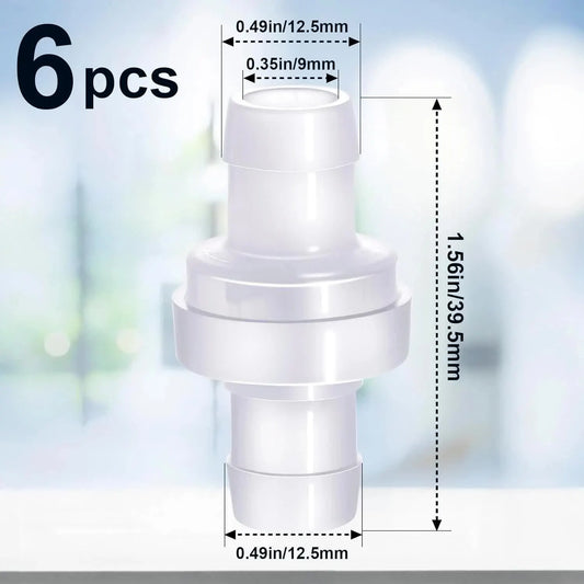 6 Pack One Way Check Valves, 1/2" (12mm) Hose Barb Non Return Ozone Resistance Plastic Valve Pump for Fuel Oil Water Air Gas - Image 2