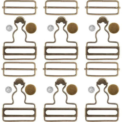 14 Sets Metal Overall Buckles, 1-1/2" Dungaree Replacement Clasp Clips with Adjustable Slide Buckle Buttons for Suspender Jeans Bib Pants DIY Sewing Accessories, Bronze
